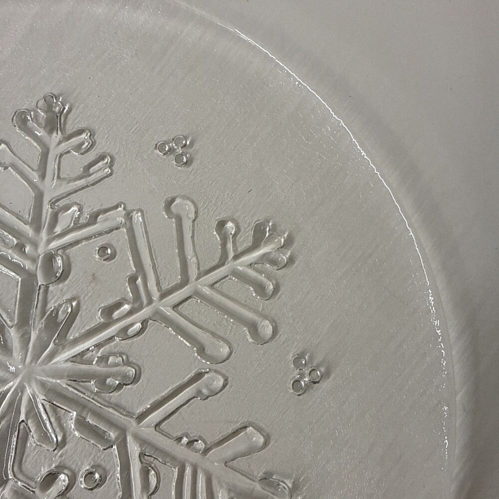Holiday Snowflake Glass Platter Serving Tray 12.5” Winter - Picture 5 of 7